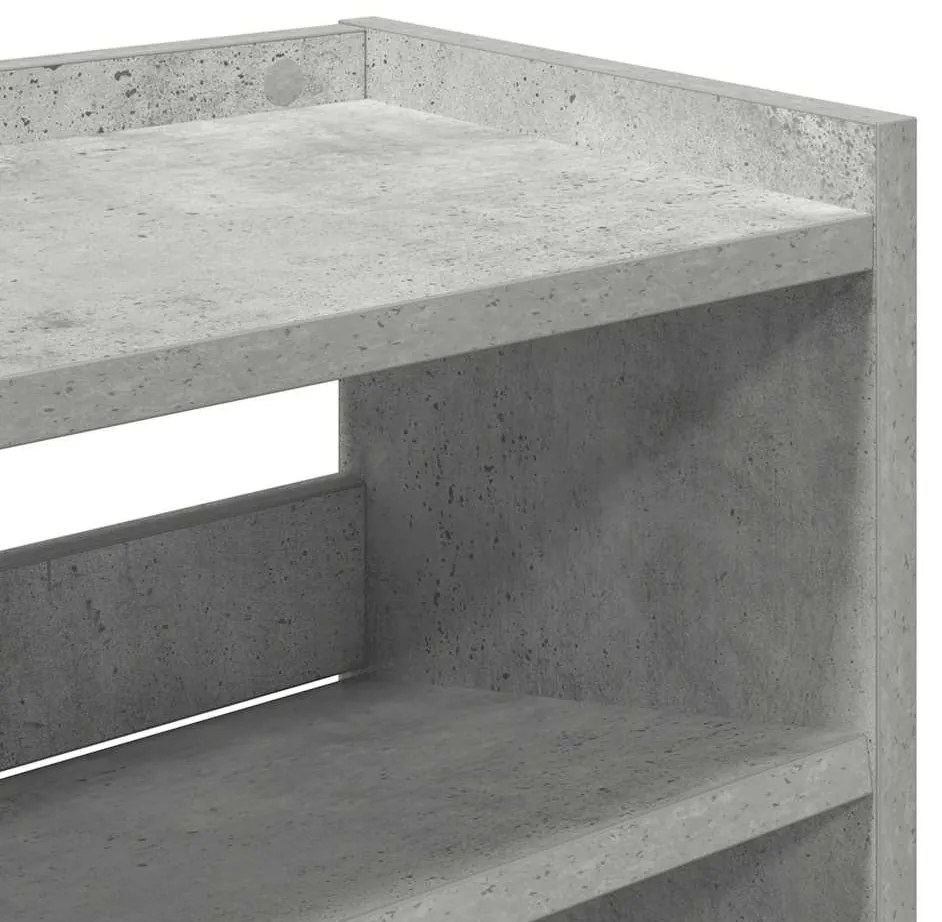 betonszürke szerelt fa cipőtartó 80x25x81 cm