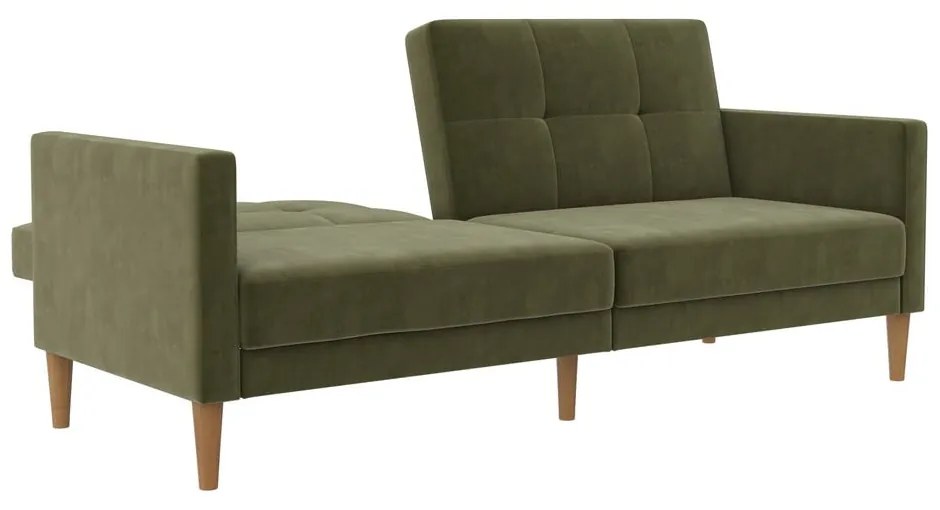 Zöld bársony kinyitható kanapé 207 cm Lilly – Støraa