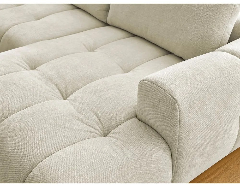 Bézs kinyitható-tárolóhelyes sarokkanapé (bal oldali-U alakú) Fuji – Bobochic Paris