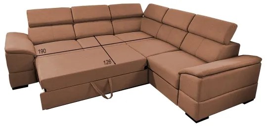 Univerzális sarokülőgarnitúra, ággyá nyitható, tárolóval GRANADA barna