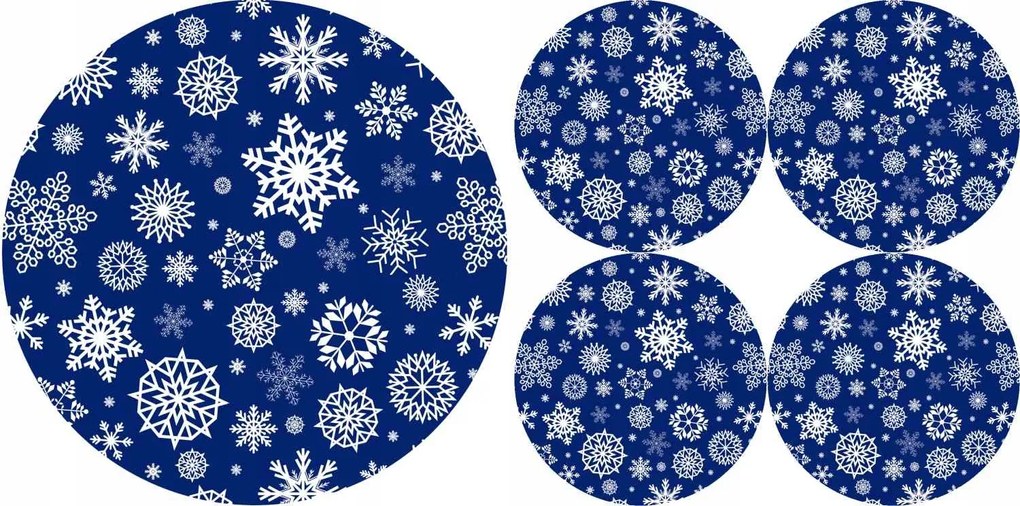 Asztali alátét szett kerek 1+4 Snow