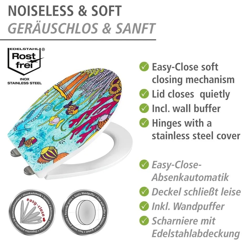 WC-ülőke automatikus záródással 37 x 44,5 cm Rollin'Art Ocean Life – Wenko