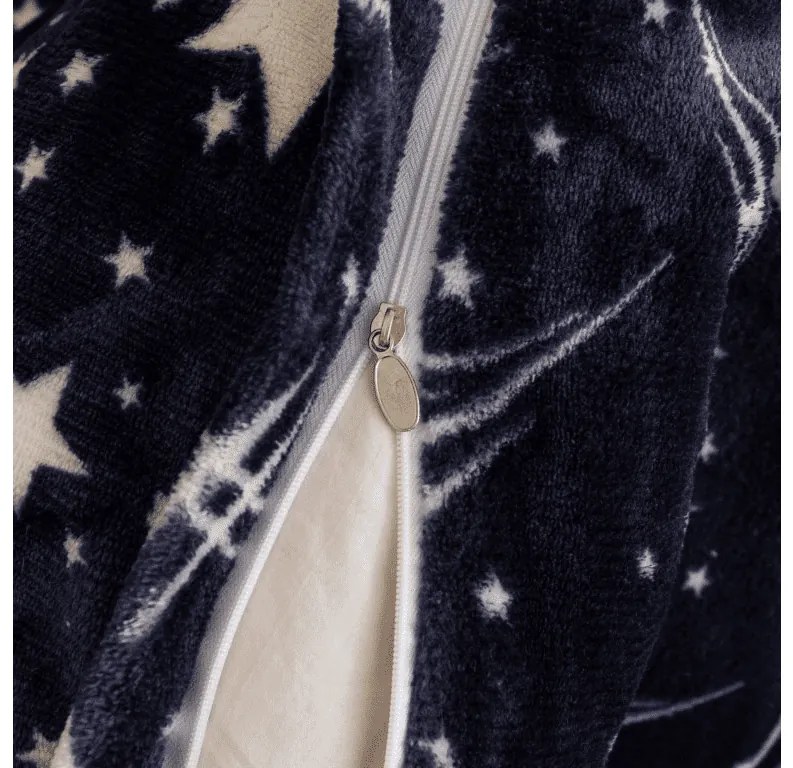 2 db Mikroplüss ágyneműhuzat STARLIGHT sötétkék + mikroplüss lepedő SOFT 180x200 cm fehér, franciaágyhoz