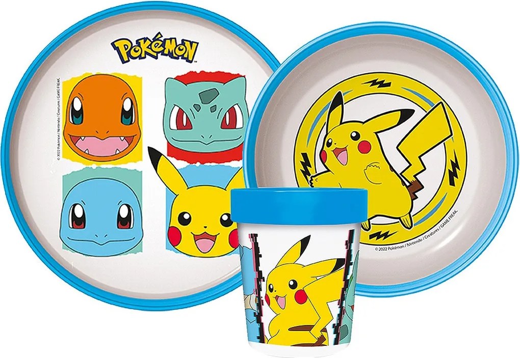 Pokémon Original Team csúszásmentes étkészlet, micro műanyag szett
