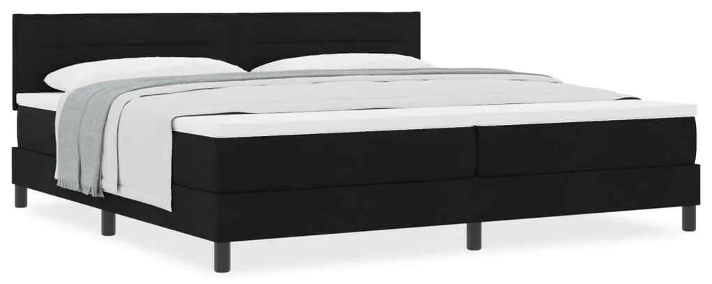 Boxspring Ágy Mattal Fekete 200x200 cm Szövet