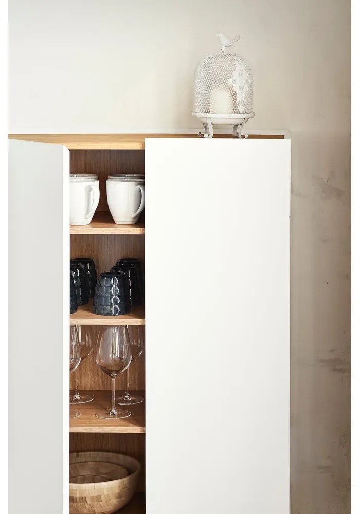 Fehér magas komód tölgyfa dekorral 95x120 cm Arista – Teulat