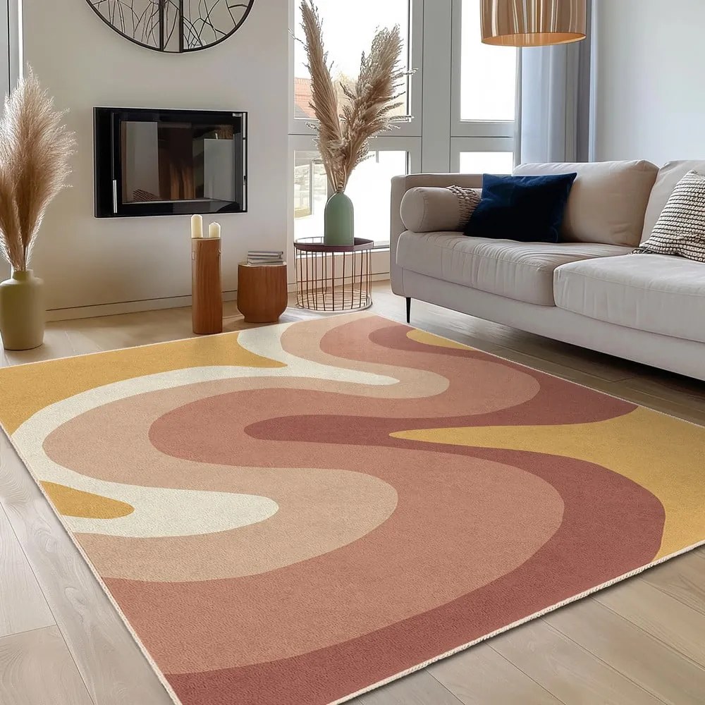 Okkersárga-törtrózsaszín mosható szőnyeg 120x180 cm Strawberry Creamsicle – Mila Home