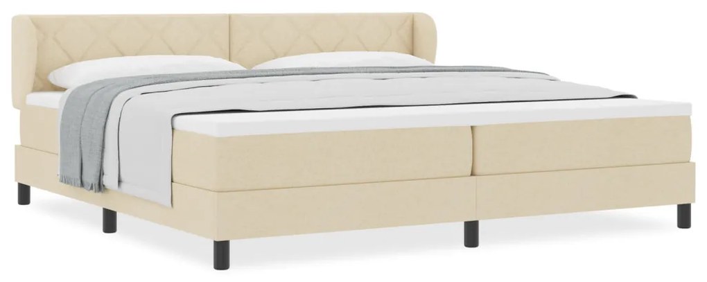 Boxspring Ágy Mattal Krém 200x200 cm Szövet