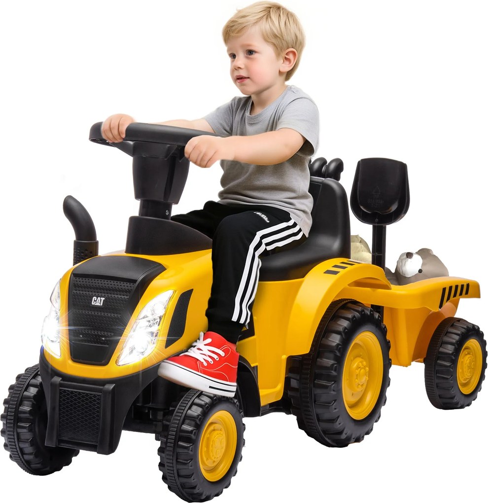 AIYAPLAY Gyermekjáték Teherautó 12-36 hónaposoknak Beépített Lapáttal és Pótkocsival, Játék Exkavátor Gyerekeknek PP-ből és Fém, 91x29x44 cm, Sárga |