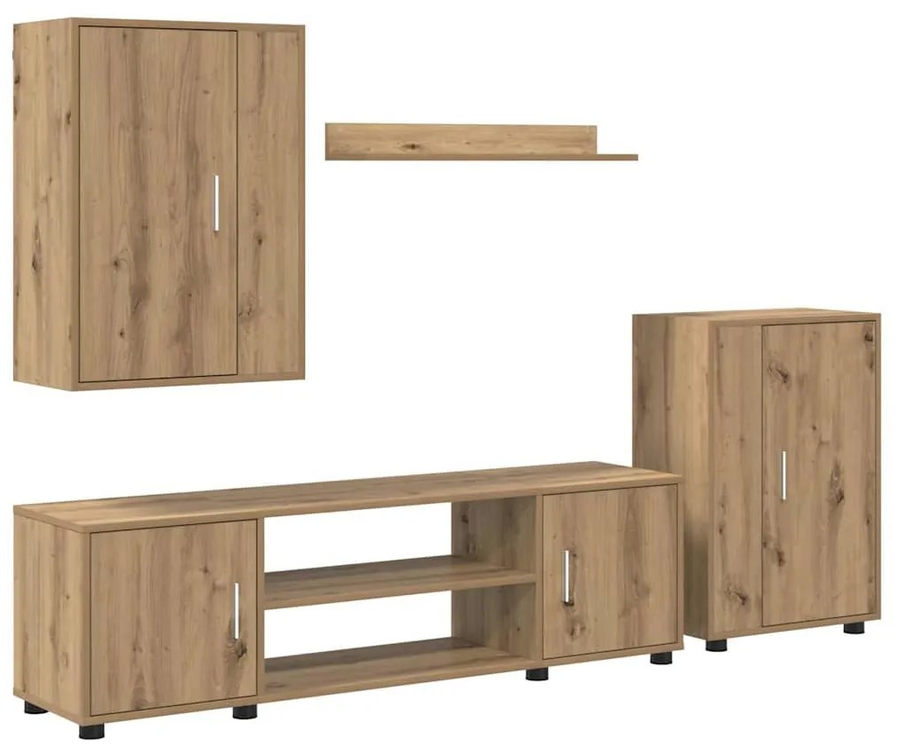 4 részes TV szekrény szett 4 pcs kézműves tölgy Faanyag