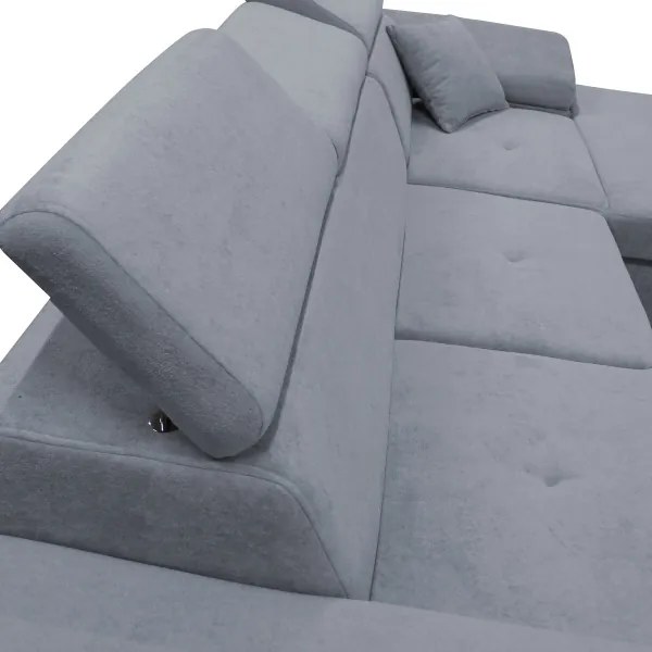 CASTELO jobb oldali, kihúzható L-alakú sarokkanapé tárolóval, sötétszürke