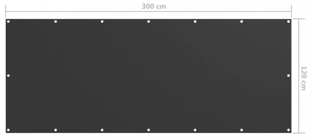 antracitszürke oxford-szövet erkélyparaván 120 x 300 cm