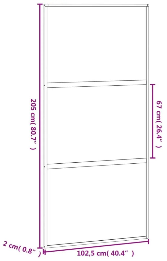 fehér edzett üveg és alumínium tolóajtó 102,5 x 205 cm