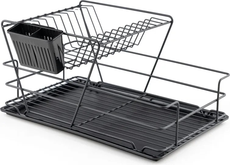 Edényszárító, csepegtető tálca, fekete, 47 x 32 cm