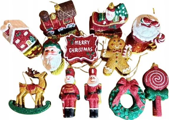 Karácsonyfadíszek szett 12 db 14x6,5x5cm