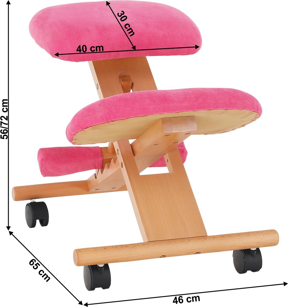Ergonomikus térdelőszék, rózsaszín/bükkfa, GROCO