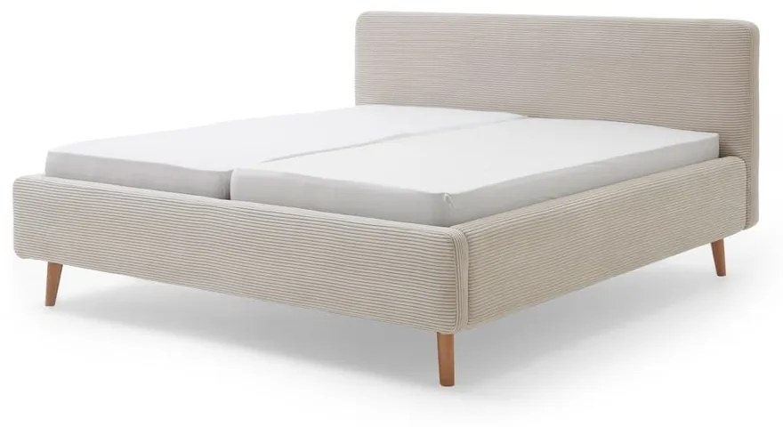 Bézs kárpitozott franciaágy 160x200 cm Mattis Cord – Meise Möbel