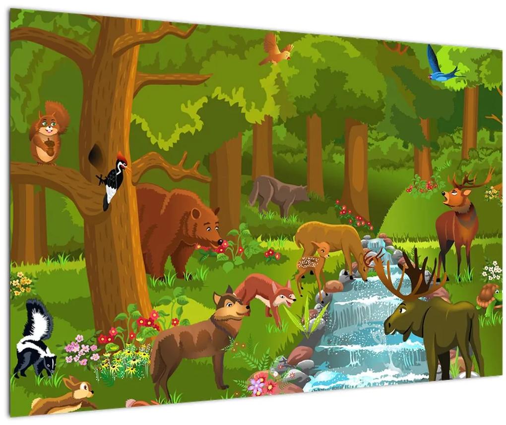 Gyermek kép állatokkal (90x60 cm)