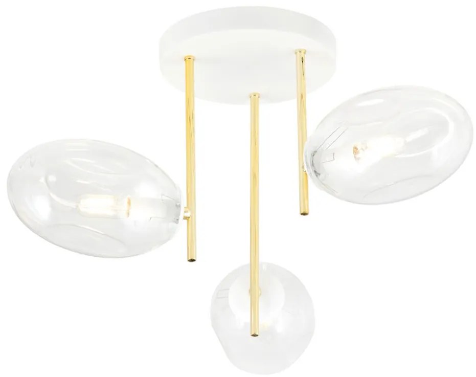 EMIBIG 1276-3 ARGO Glamour Mennyezeti Lámpa Fehér, Átlátszó, Arany E14 IP20
