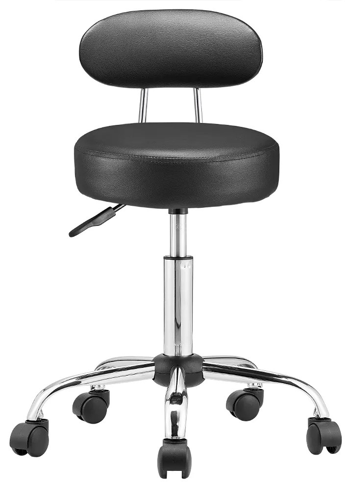 Casaria ROLAND háttámlás görgős puff, Ø35cm, fekete