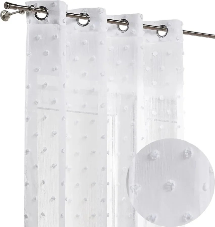 Pomponokkal Díszített Kész Függöny 260x140 fehér