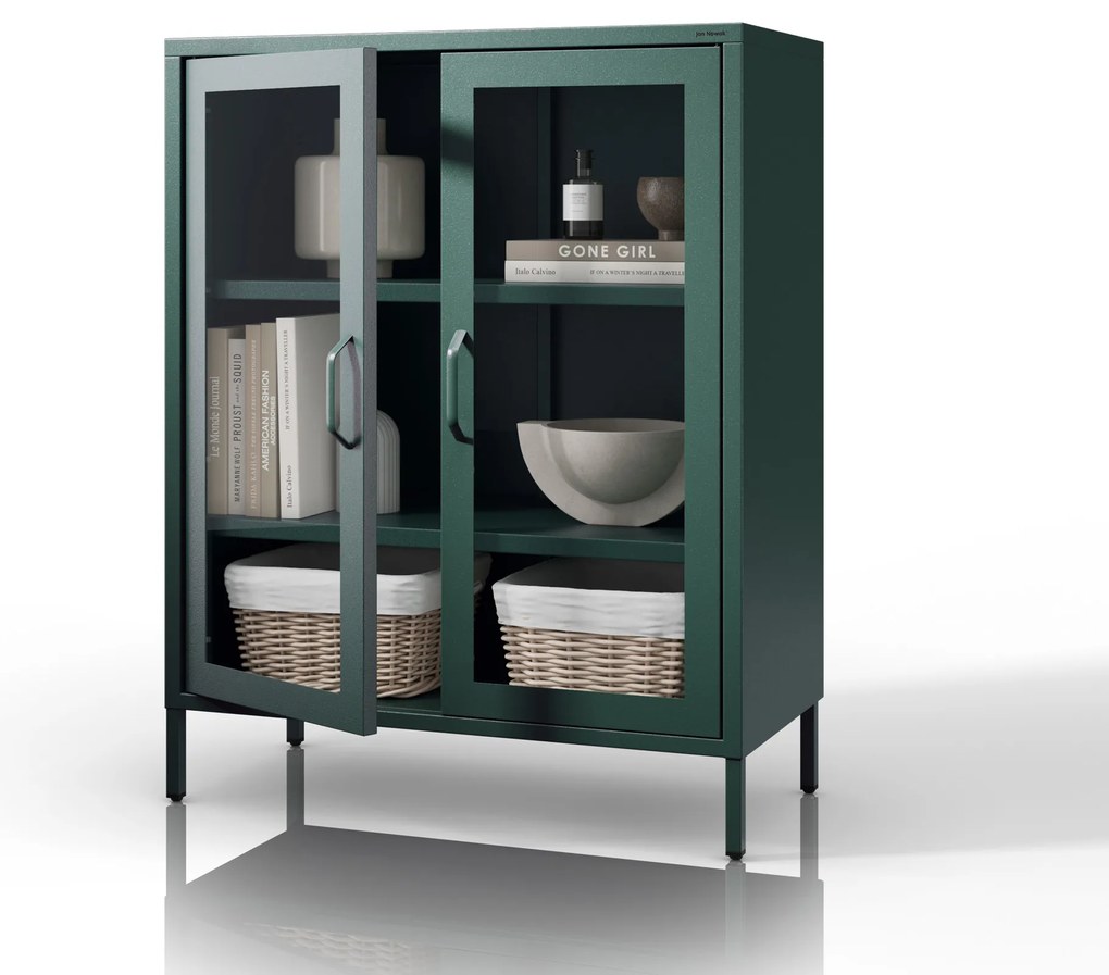 Vitrin GINA, 800 x 1015 x 400 mm, Modern: palack zöld