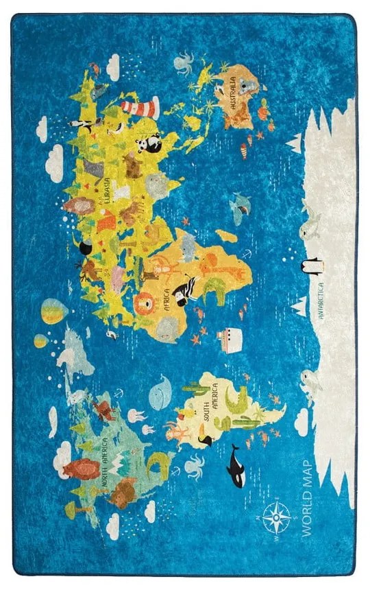 World Map gyerekszőnyeg, 100 x 160 cm