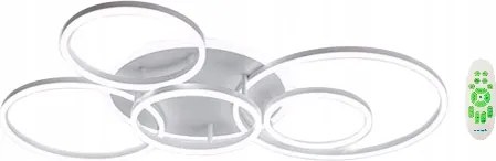 LED-es modern csillár lámpa 6 gyűrűs függeszték világítás +távirányító fehér