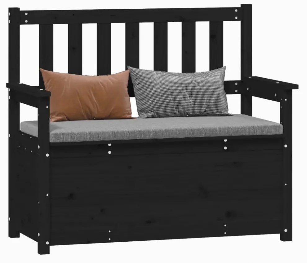 fekete tömör fenyőfa pad 112,5 x 51,5 x 96,5 cm