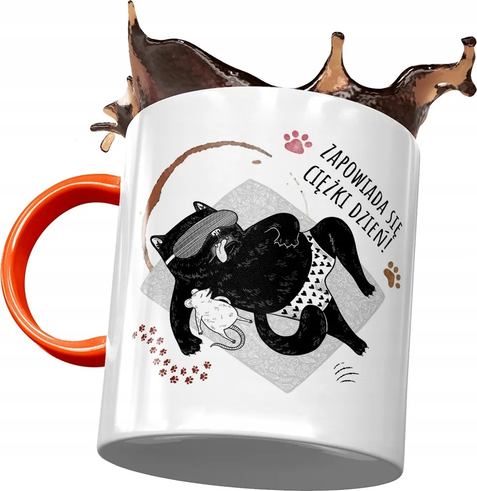 Narancssárga bögre cicával Aranyos ajándék fényképes nyomtatással