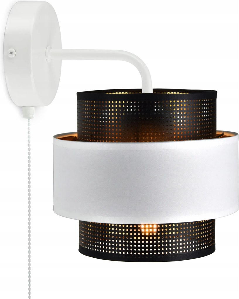 Fali lámpa kapcsolóval Glamour Fehér Fekete Arany