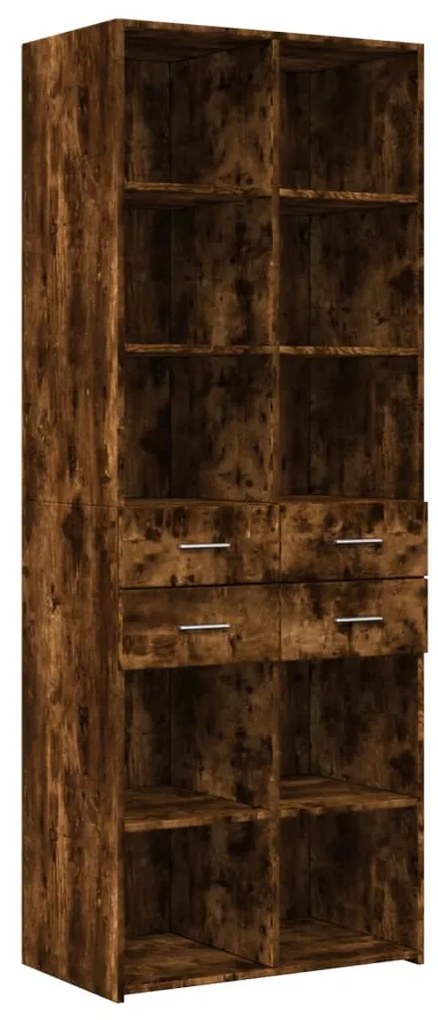 füstös tölgy színű szerelt fa magasszekrény 70 x 42,5 x 185 cm