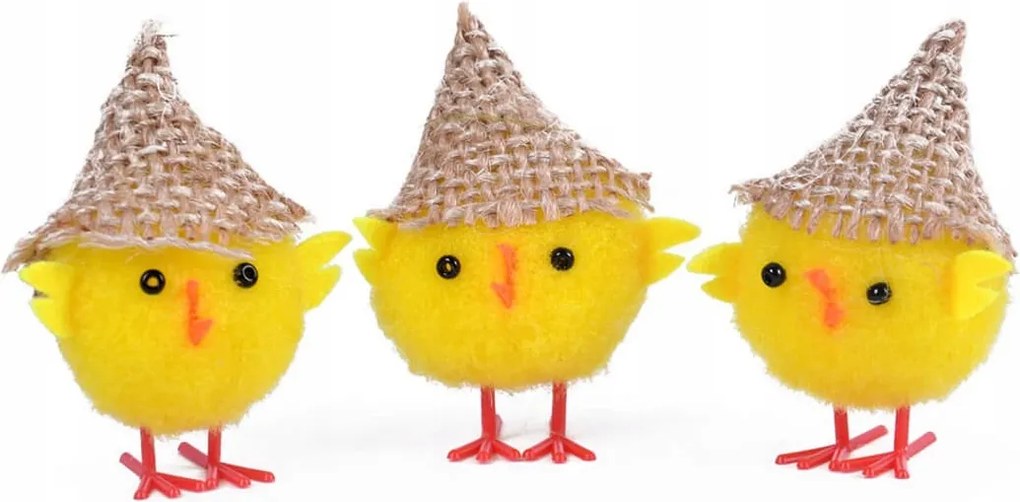 Húsvéti csirkék kalapban 6 cm 3 db