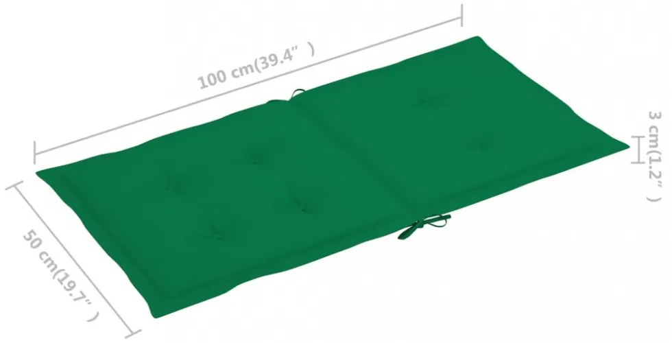 2 db zöld oxford szövet háttámlás székpárna 100x50x3 cm