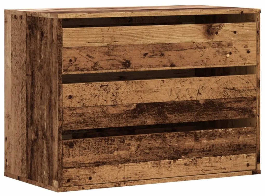 antik fa színű szerelt fa fiókos sarokszekrény 80 x 41 x 58 cm