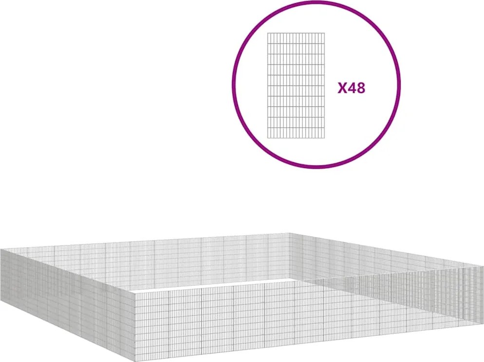vidaXL 48 paneles horganyzott vas szabadon álló állatketrec 54x100 cm