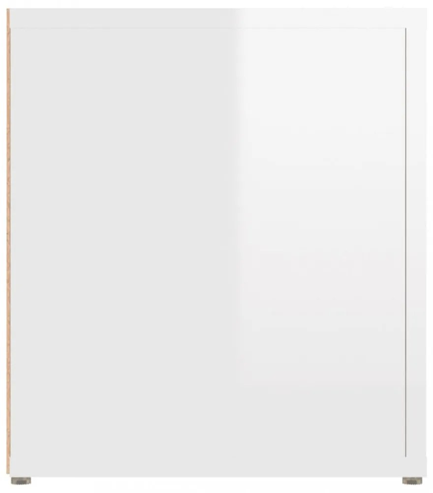 2 db magasfényű fehér szerelt fa TV-szekrény 80x31,5x36 cm