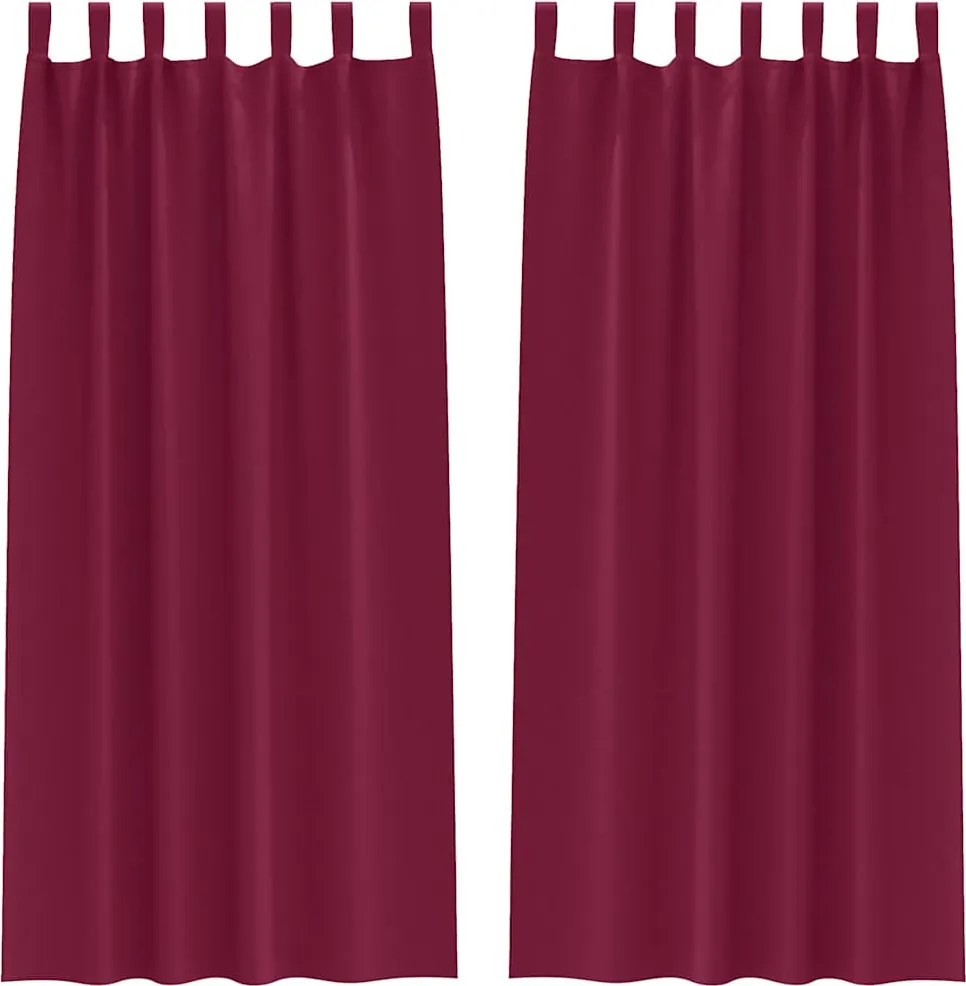 vidaXL Fekete Függöny Gyűrűkkel 2 pcs Bordó 245 x 140 cm Poliészter