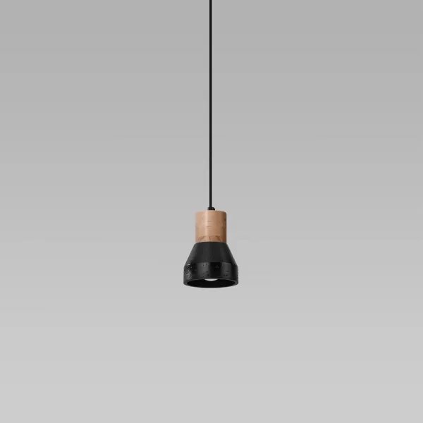 Sollux SL.0963 - Csillár zsinóron QUBIC 1xE27/60W/230V beton/fa fekete