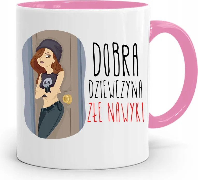 Rózsaszín Bögre Vicces Jó Lány nyomott mintával