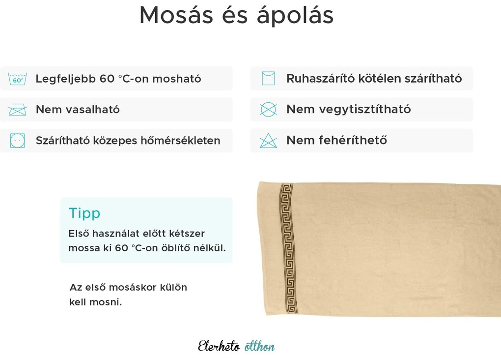 GREEK fehér 2db fürdőlepedő 70x130 cm, 100% pamut