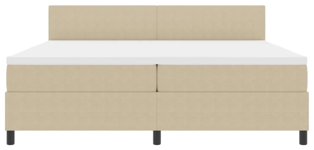 Boxrugós ágy Világosszürke és fehér 203 x 200 x 88 cm