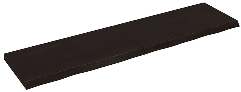 sötétbarna kezelt tömör fa fürdőszobai pult 200x50x(2-6) cm