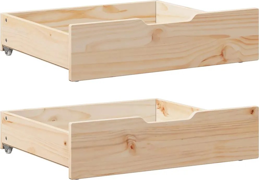 vidaXL 2 db tömör fenyőfa ágy alatti fiók kerekekkel 65 x 55 x 17 cm