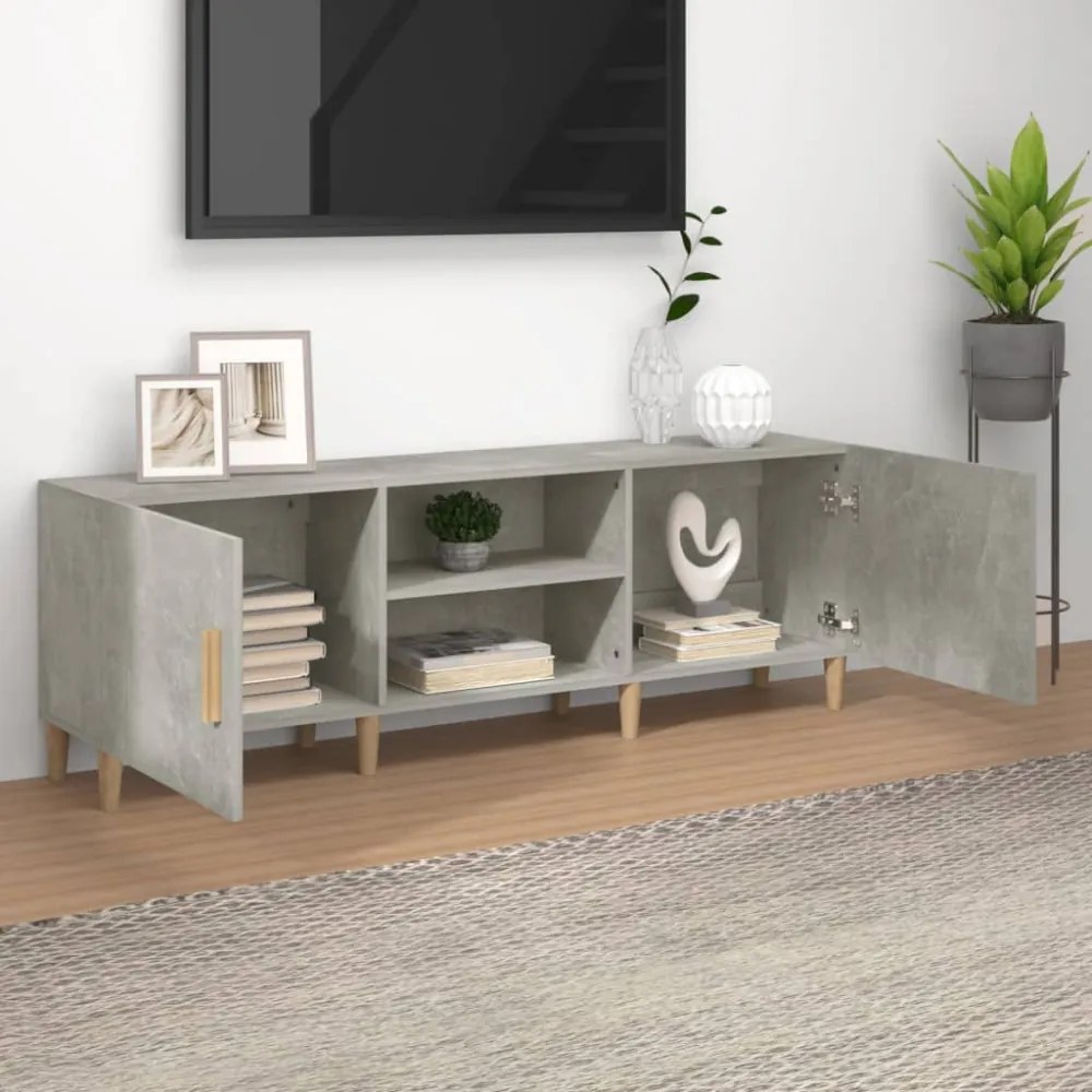 betonszürke szerelt fa TV-szekrény 150 x 30 x 50 cm