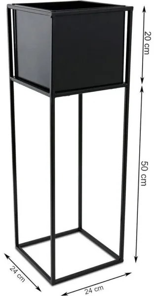 Virágállvány 70x24 cm fekete színben