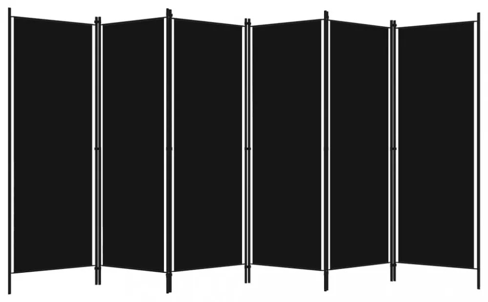 fekete 6 paneles paraván 300 x 180 cm