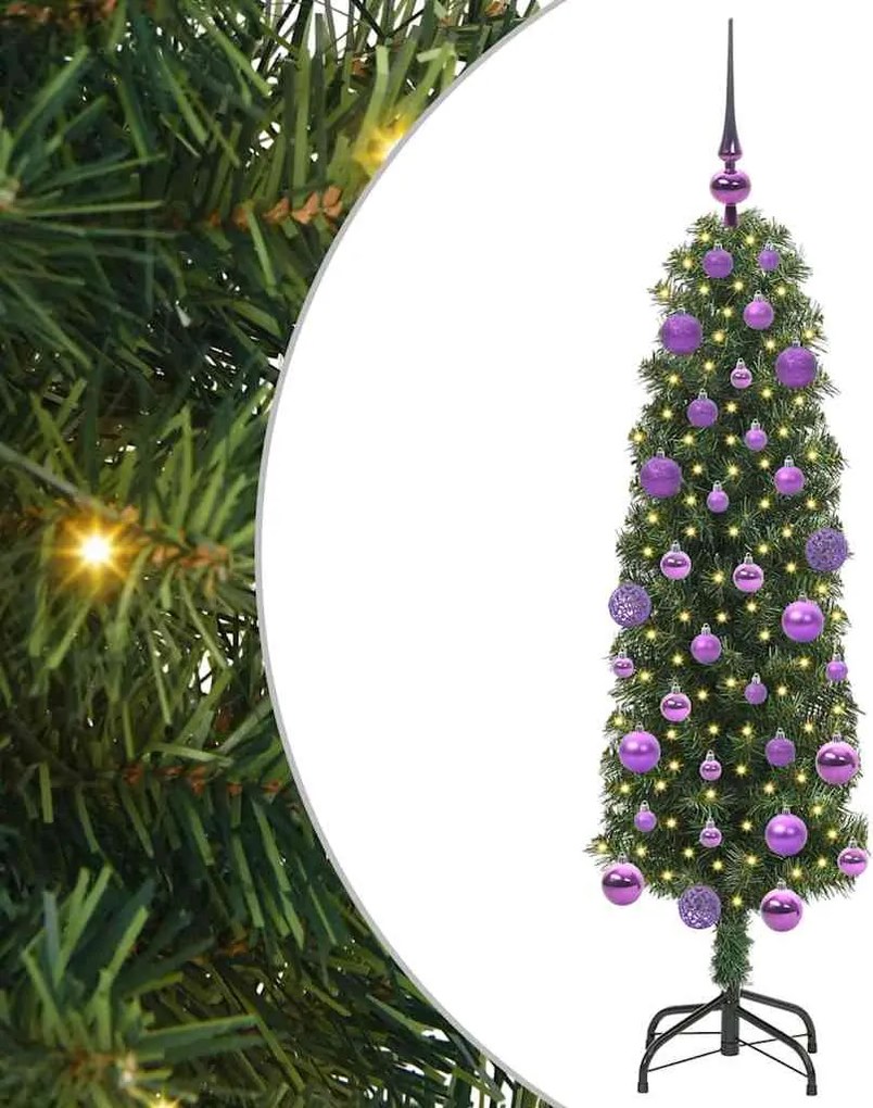vidaXL Mű karácsonyfa 150 LED-del Zöld 120 cm PVC, acél és műanyag