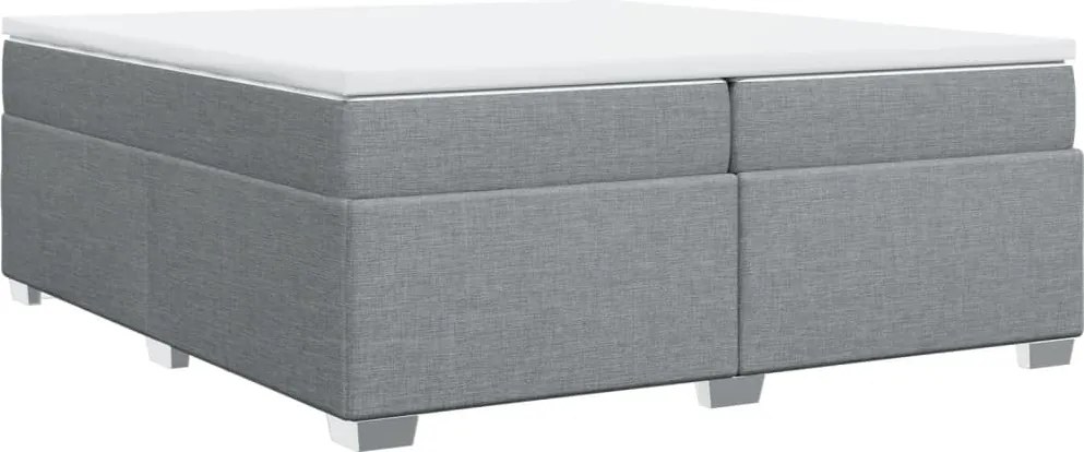 vidaXL világosszürke szövet rugós ágy matraccal 200 x 200 cm