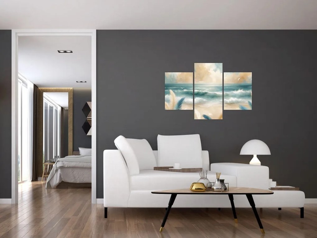 Kép – Festett strand lágy színekben (90x60 cm)